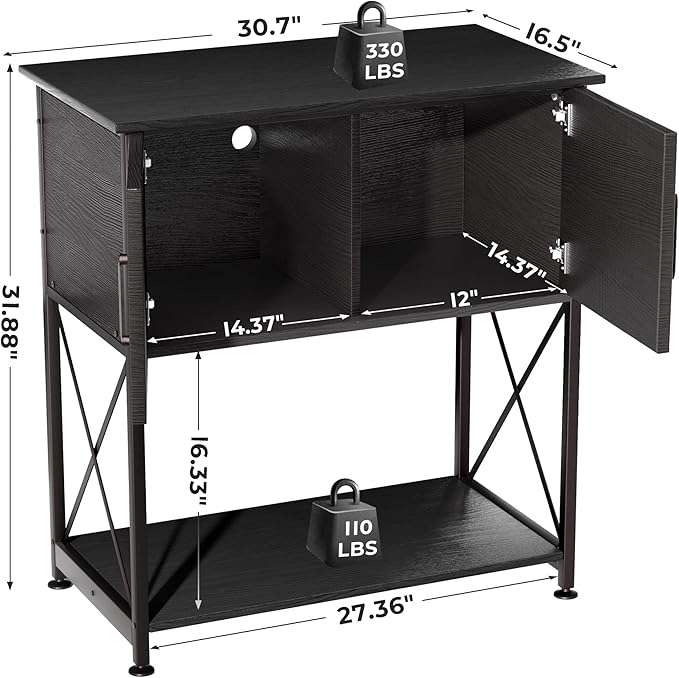 20-29 Gallon Aquarium Stand Metal Frame Fish Tank Stand with Cabinet Storage, for 20 Gallon Long Aquarium,30.7" L*16.5" W Tabletop,330LBS Capacity Black PG01YGB-PurrikoPets