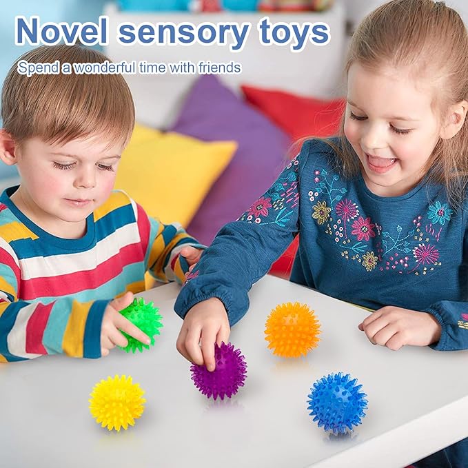 18pcs Fidget Spiky Ball Toys Stress Relief Sensory Toy for Kids Adults Toddlers, Squishy Squeeze Ball for Party Favors, Pinata Fillers, Goodie Bag Stuffers-PurrikoPets