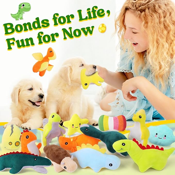 20-Pack Adorable Dinosaur Puppy Toys – Distinct Dino-Themed Squeaky Dog Toys for Small Dogs to Keep Them Busy, Interactive Chew Toys for Mental Stimulation & Gentle Teeth Cleaning-PurrikoPets