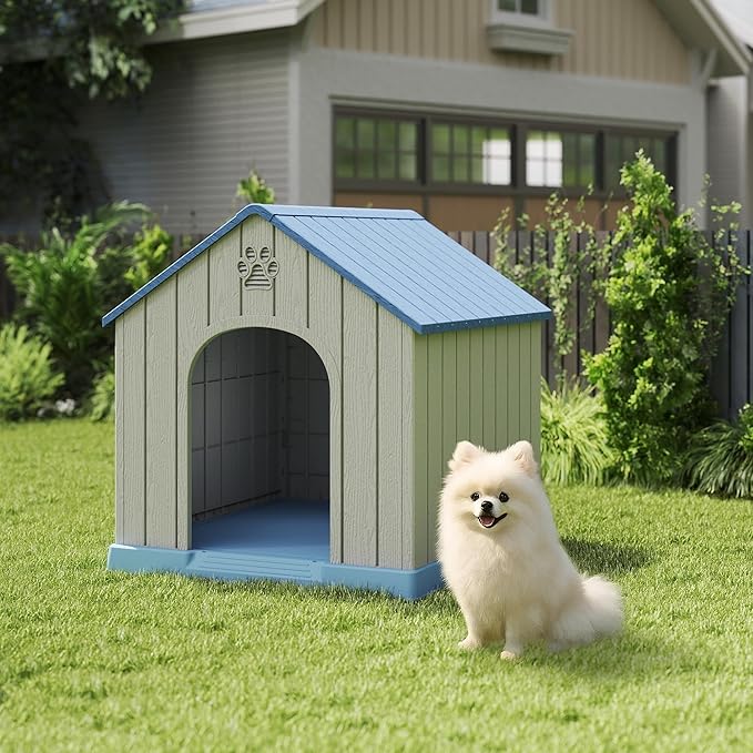 DRATO Dog Houses Resin Small Indoor Outdoor Dog Kennel for All-Weather Use Cozy Shelter for Small Dogs in Home, Garden, or Balcony-PurrikoPets