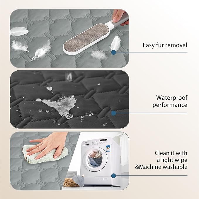 gogobunny 100% Double Sided Waterproof Dog Blanket Soft Pet Bed Cover Reversible Protect Furniture Couch Sofa Car for Puppy Large Dog Cat (Dark Charcoal/Light Charcoal, 82x82 Inch (Pack of 1))-PurrikoPets