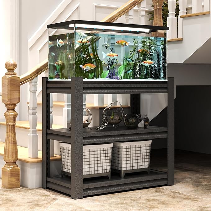 Fish Tank Stand,3-tier Rack Shelf Heavy Duty Metal Frame Aquarium Stand 20 Gallon,Reptile Terrarium Stand for 30 Gallon Long Aquarium,Reptile Tank Stand,Breeder Tank Stand,31.5"*18"*34"-PurrikoPets