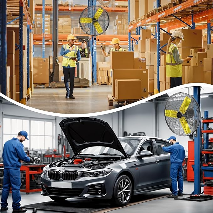 24 Inch Industrial Wall Fan Oscillating with 2 Pack, 7800 CFM Commercial Metal Wall Mount Fans with Poweful Motor, 3 Speed, Heavy Duty Indoor for Warehouse, Workshops, and Garage, UL Listed-PurrikoPets