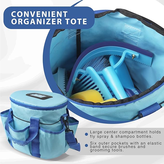 Horse Grooming Kit 9pcs Horse Brushes Equine Grooming Brushes Tack Room Supplies Set with Organizer Tote-PurrikoPets