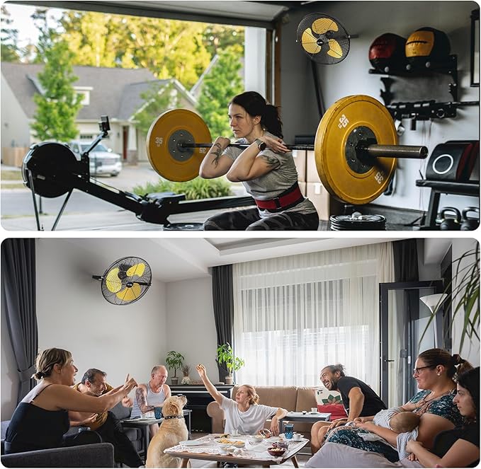 2800 CFM 12" Industrial Wall Mount Fan with 2 Pack, High Velocity 3-Speed Metal Wall Mounted Fan with powerful Motor Covered Patio, Greenhouse, Gazebo, UL Listed-PurrikoPets