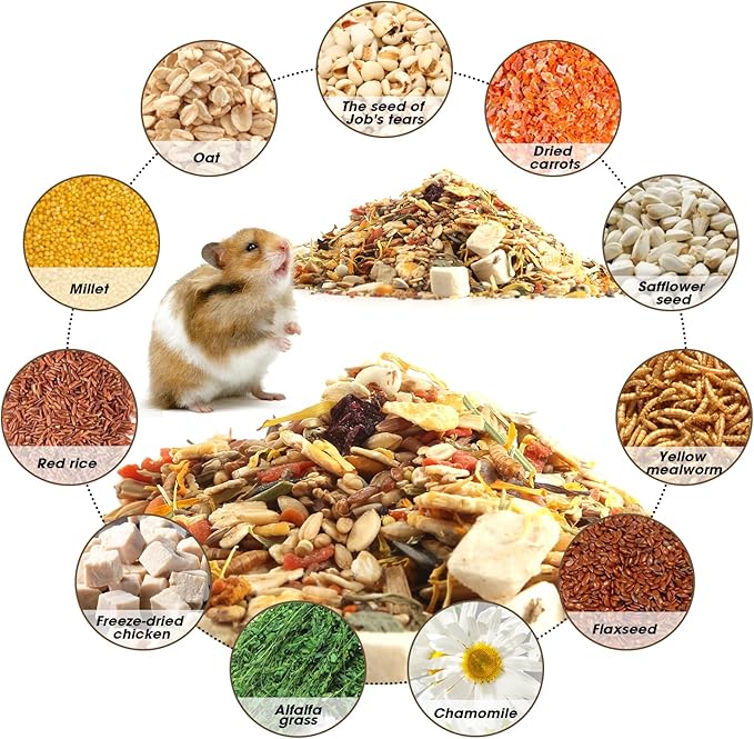 Gourmet Hamster & Gerbil Food, Dry Food for Hamsters-Supports Healthy Digestion and Healthy Teeth Unique Edible Treats for Guinea Pigs, Hamsters, Gerbils-PurrikoPets