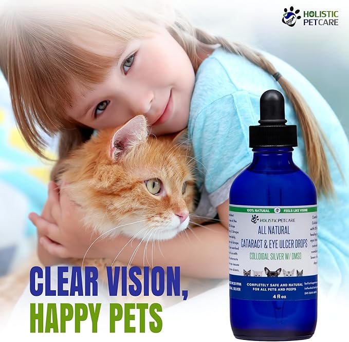 Eye Ulcer Drops - Colloidal Silver with DMSO Eye Drops for Dogs & Cat Eye Infections & Irritations - Eye Care Solution Reduces Cataracts - All Natural Pet Eye Health Care (4 oz)-PurrikoPets