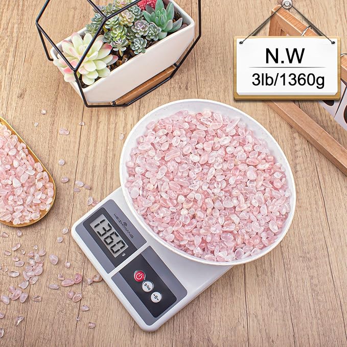 3 Lb Rosy Pink Stones Aquarium Gravel Rocks, Tumbled Chips Crushed Crystal Quartz Healing Stones for Garden|Vase Filler|Fish Turtle Tank Decorations-PurrikoPets