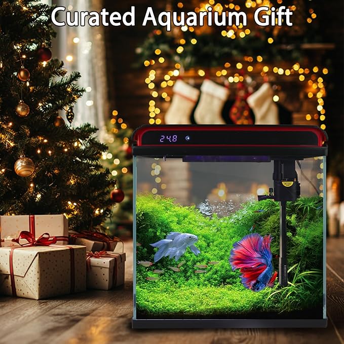20 Gallon Fish Tank, Large Smart Aquarium with Self-Cleaning Pump 3 Color Lights Water Temperature Detection System, Smart Fish Tank for Betta Shrimp Guppy Goldfish Beta, Home Decor Gift with Tank-PurrikoPets