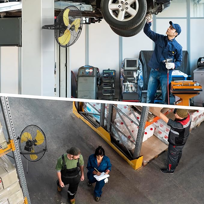 20 Inch Industrial Wall Mount Fan, 5200 CFM Industrial Metal Wall Fans with Poweful Motor, 3 Speed, Heavy Duty Construction Indoor for Warehouse, Workshops, and Garage, UL Listed-PurrikoPets