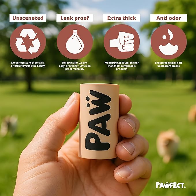 Pawfect Dog Poop Bags Rolls - Biodegradable Doggie Bags, Compostable Dog Waste Bags, BPI Certified Pet Waste Bags, Unscented, Large, Puppy Poo, Earth Friendly, Bolsas de Basura (240 counts)-PurrikoPets