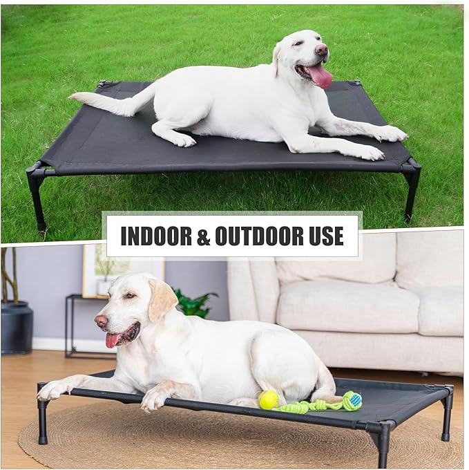 Elevated Dog Bed for Large Dogs - Heavy Duty, Recyclable Mesh, Fits Up to 150 LBs - Indoor & Outdoor, Green-PurrikoPets