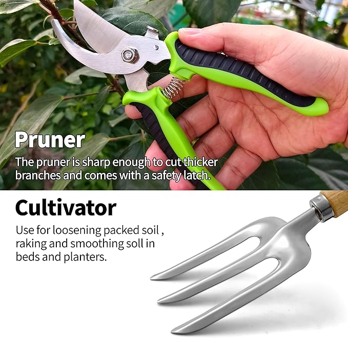 Gardening Tools – 42 Piece Premium Gardening Tool Set,Heavy Duty Hand Tools with Fashion Garden Tools Organizer Handbag,Rust-Proof Gardening Tool Kit, Ideal Gardening Gifts for All (Green Floral)-PurrikoPets