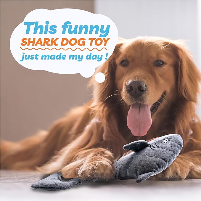 Dog Toys for Small Dogs, Squeaky Tough Dog Toys for Aggressive Chewers, Plush Dog Chew Toys for Teething, Interactive Shark Dog Toys to Keep Them Busy, Puppy Toys for Small, Medium,Large Breeds-PurrikoPets