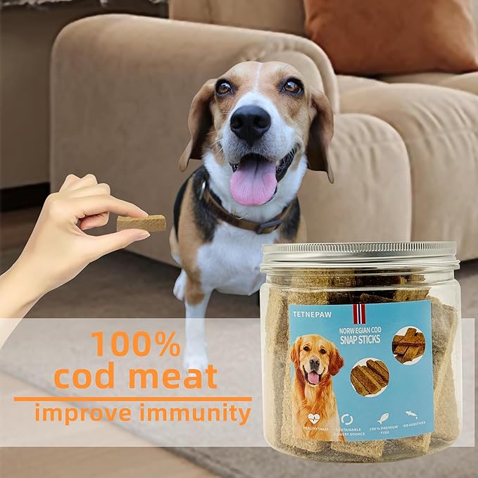 Dog Fish Treats Cod Made with Premium Natural Norwegian 100% Real Cod Fish Bones & Meat Healthy Crunchy Biscuits for Dogs High Protein Grain-Free All-Natural Pet Snack-PurrikoPets