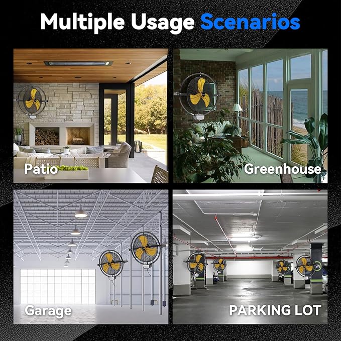 2 PCS 20 IN 5500 CFM Remote Control Wall Mount Fan, 3 Speed High Velocity Wall Fan with Timer, Air Circulator for Garage, Commercial, Greenhouse, Warehouse & Gazebo Use, UL Listed-PurrikoPets