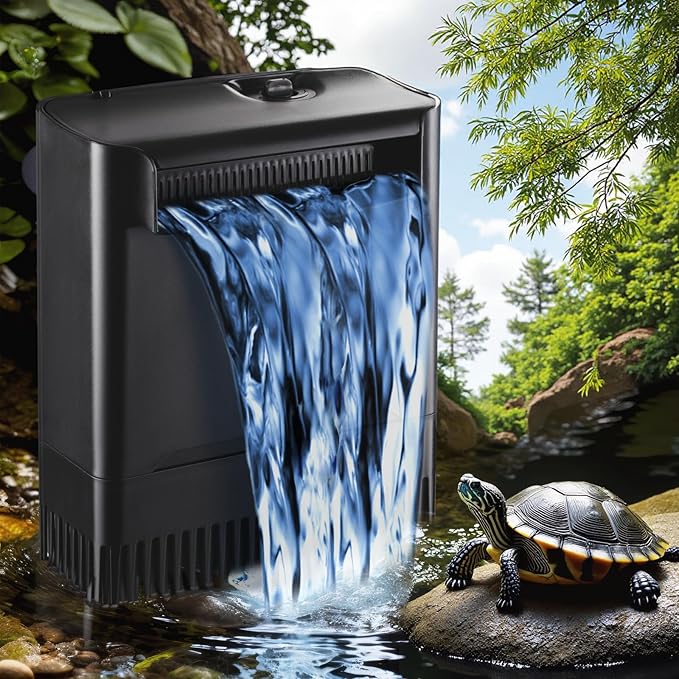 290GPH Turtle Tank Filter for 40-85 Gallon, Turtle Filter Low Water Level Available and Flow Adjustable, Turtle Water Filter for Shrimps Amphibians Turtle Tank Saltwater Freshwater Crystal Clear-PurrikoPets