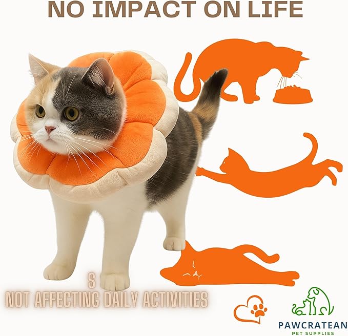 Adjustable Comfy Flower Style Elizabeth Collar for Cats Puppies Soft Recovery Cone Pet Protective Neck Collar (Orange, Medium)-PurrikoPets