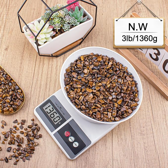 3 Lb Tiger Eye Aquarium Gravel Rocks Polished Tumbled Crushed Stones, Natural Crushed Stone Crystal Chips Decorative for Fish Tank||Vase Filler|Succulent Plants Decor, 6mm-9mm-PurrikoPets