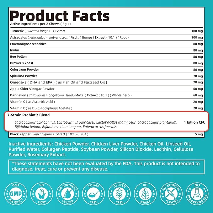 Dog Skin & Allergy Chews - Dog Probiotics for Sensitive Skin Health Support - Allergy Relief - Support Seasonal Allergies, Immune & Gut & Digestive Health Supplement - Chicken Flavor - 90 Count-PurrikoPets