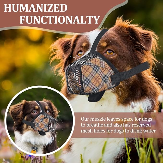 Dog Muzzle for Small Large Dogs - Soft Nylon Basket Muzzle with Adjustable Strap, Breathable Mesh Design Prevents Biting Chewing Licking Eating - Ideal for Training, Grooming & Vet Visits (Yellow, M)-PurrikoPets