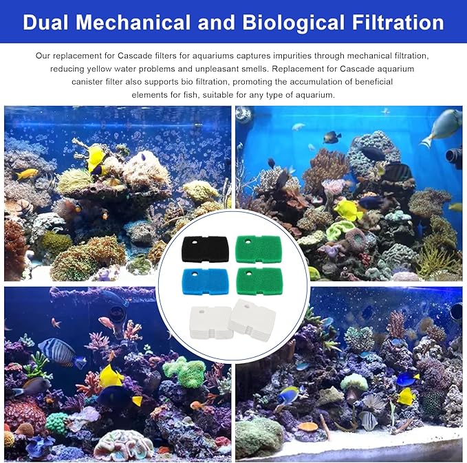 16 PCS Replacement Canister Filter Pad Compatible with Pennplax Cascade 1200/1500 CCF4UL/CCF5UL, Aquarium Sponge Media Parts Canister Filter Floss Pads for Fish Tank-PurrikoPets