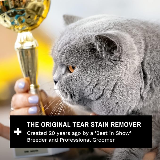 Eye Envy Tear Stain Wipes for Cats. Textured to Gently Clean, Treats The Cause of Staining. 100% Natural Formula. Recommended by Persian & Exotic Breeders, Vets, Groomers. USA Made. 60 Cat Eye Wipes-PurrikoPets