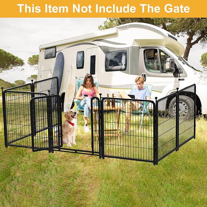 Doorless 48 in(H) Decorative Garden Fence and Borders, 12 Panels Total 26.6 Ft(L), Outdoor Dog Fence, Fencing for Garden Beds, Dog Play Pen Outdoor, Flower Bed Fencing, Black-PurrikoPets