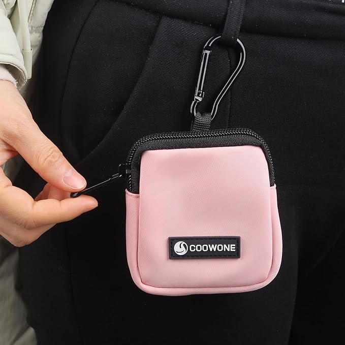 Dog Treat Pouch 2 PCS, Waterproof Small Dog Treat Bag for Leash, Hands Free Dog Walking Bag with Carabiner, Dog Poop Bag Holder for Pet Puppy Travel or Outdoor Use, Zipper Closure to Avoid Spilling-PurrikoPets