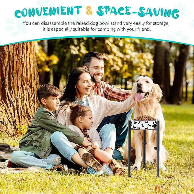 Adjustable Dog Bowls Elevated Stand- 4 Heights, Wide 6-10" -Oppro Metal Raised Tall Single Dog Food Bowl Stands Holder, Upgrade Lifted Water Feeder with Tray for Medium Large Small Breed, Black-PurrikoPets