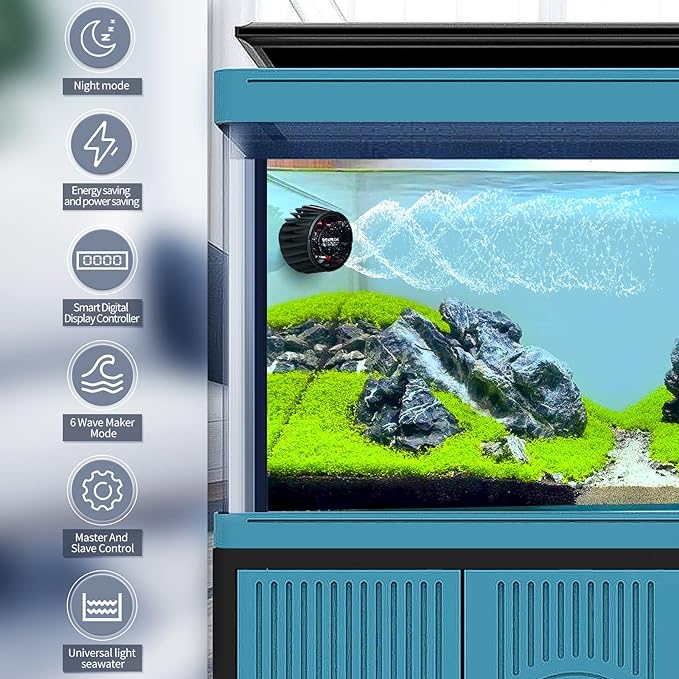 2100 GPH Wave Maker for Aquarium, Ultra Quiet DC 24V Fish Tank Powerhead with Strong Magnet Suction Base, Circulation Water Pump Wavemaker with Controller and LED Display for 30-70 Gallon Tank-PurrikoPets