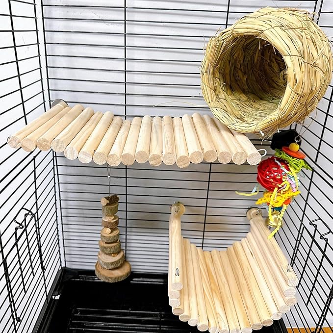 2Pcs Chinchilla Wood Ledge Hamster Wooden Flexible Platform Perch Climbing Toys Cage Accessories for Rat Mouse Sugar Glider Small Animal-PurrikoPets