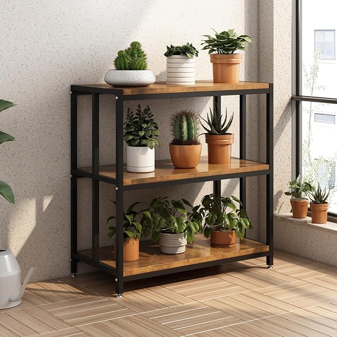 20 Gallon Metal Aquarium Stand with Shelves for Fish Tank Accessories Storage, Reptile Tank Turtle Terrariums Stand for Home Office (Black)-PurrikoPets