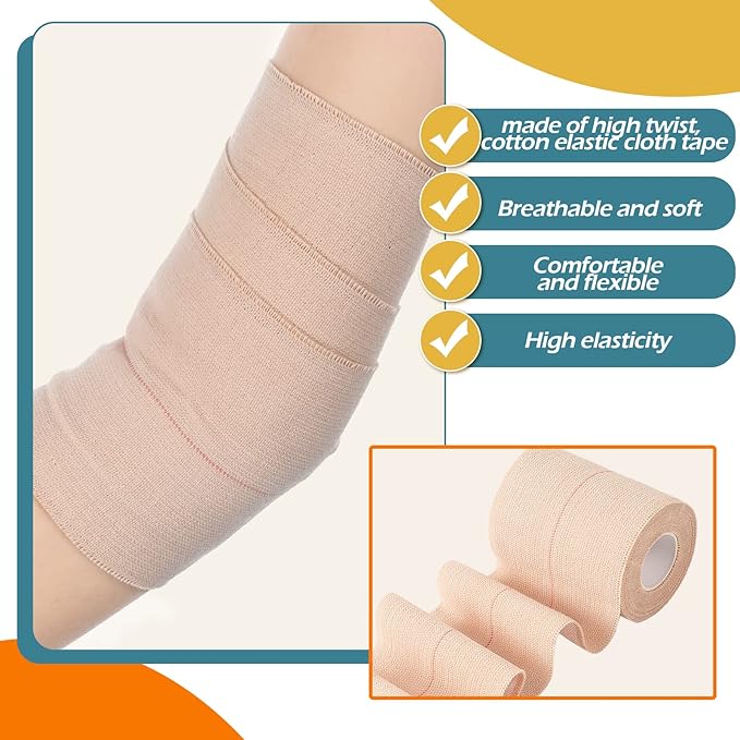 4 Rolls Elastic Tape Adhesive Elastic Tape Self Adhesive Bandage Wrap Flexible Stretch Bandages for Sports Ankle, Knee and Wrist Sprains Animal Pets, 5 Yard (3 Inch in Width)-PurrikoPets