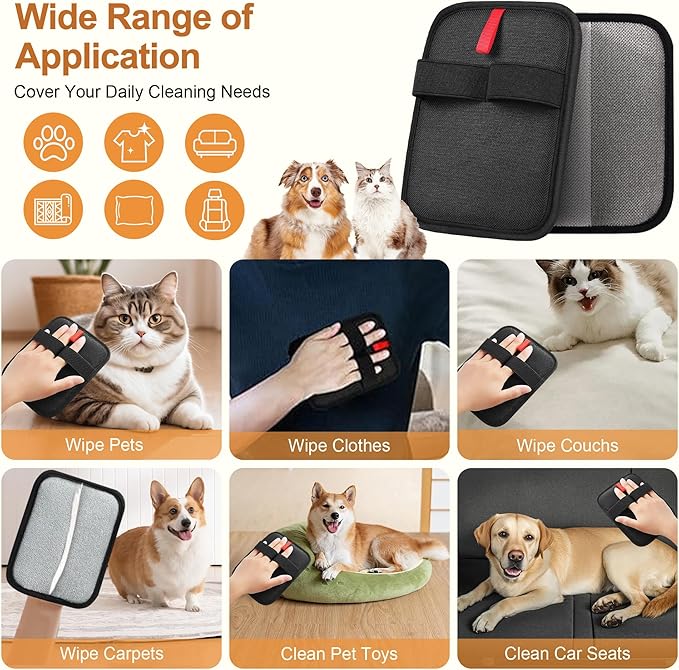 4 Pack Electrostatic Pet Hair Removal Gloves, Reusable Washable Dog & Cat Hair Remover Gloves for Furniture, Carpet, Car Seats, Effortless Cleaning-PurrikoPets