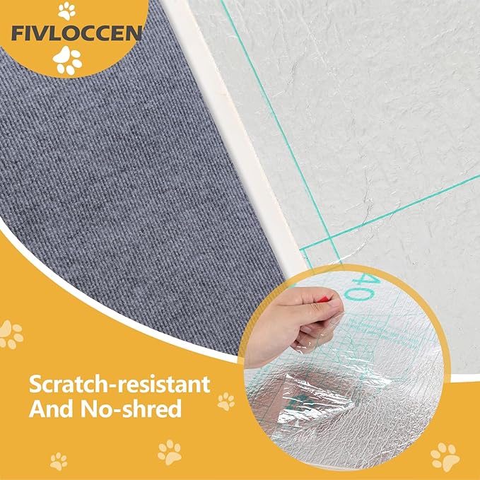 78.7"x15.8"Self-Adhesive Climbing Cat Scratch Protector Pads - Trimmable Furniture Guard for Sofa, Walls & Floors, DIY Cat Tree/Tower/Bed, Replaceable Scratch-Resistant Mats (Light Gray)-PurrikoPets