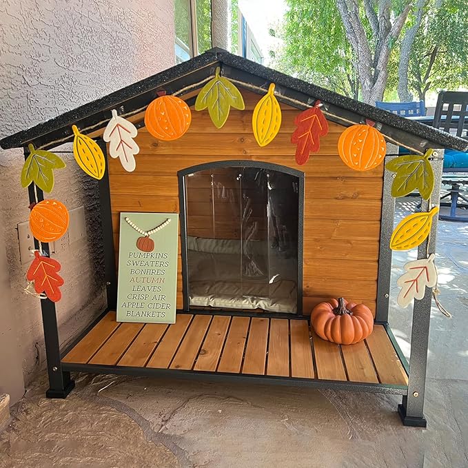 Aivituvin Outdoor Dog House with Chewproof Strong Metal Frame Outside Dog Kennel Weatherproof for Medium to Large Dogs, (41.5" L x 41.4" D x 34.1" H)-PurrikoPets