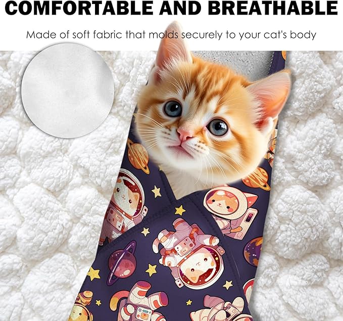 27.6" Cat Grooming Wrap, Self Adhesive Cat Wrap for Cutting Nails, Anti-Escape Calming Cat Swaddle Wrap for Medicine Ear Cleaning, Anti-Scratch Cats Burrito Restraint Blanket, Practical Pet Tool-PurrikoPets