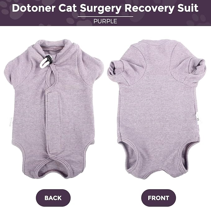 Dotoner Cat Surgery Recovery Suit for Female Male Anti-Licking Pet Surgical Pajamas Long Sleeve Prevent Shedding Cat Spay Recovery Suit&E Collar Alternative Bodysuit for Cats-PurrikoPets