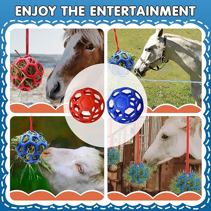 2 Pcs Hay Ball for Horses to Play with, Relieve Stress with This Bright Color Hay Feeder Ball for Horses Goat to Avoid Boredom-PurrikoPets