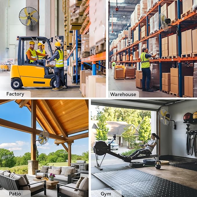 5000 CFM 20" Wall Fan Oscillating, Professional Industrial Wall Mount Fan with 3 Speed for Warehouse, Factory, Workshops, and Garage, UL Listed-PurrikoPets