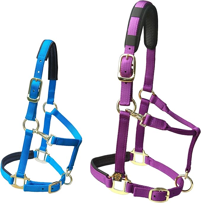 T TEKE Adjustable Horse Halters by Heavy Duty Soft Nylon, Padded with Anti-rubbing Waffle Neoprene on Both Crown & Nose-PurrikoPets