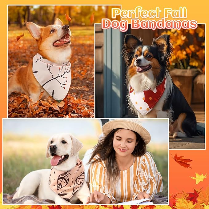 100 Pcs Fall Dog Bandanas Bulk Pet Bibs Colorful Triangle Scarf Autumn Pet Bandanas for Medium Large Dogs Fall Autumn Harvest Festival Costume Decor-PurrikoPets