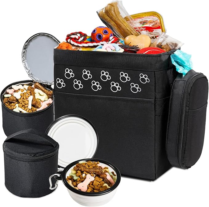Dog Travel Bag - Airline Approved, 2 Food Containers, 2 Bowls, Treat Pouch & Accessories-PurrikoPets