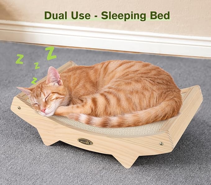 Cat Scratchers for Indoor Cats, Double-Sided Cat Scratcher with Natural Sisal, Scratch Pad for Scratcher Lounge, Durable Solid Wooden Structure-PurrikoPets