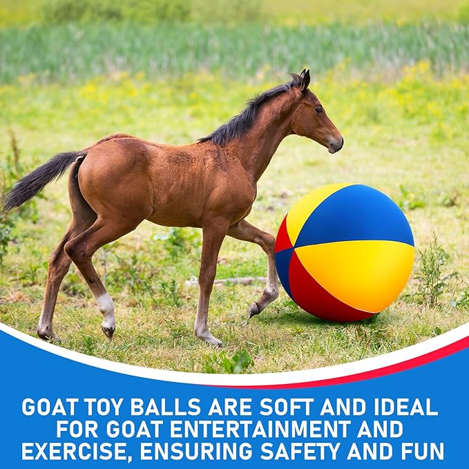 40inch Giant Herding Ball with Ball Cover Anti Burst Please Watch VCR for How to Inflation Horse Toys for Horses Stall Entertainment Play, Pump Included(Colorful,Classic)-PurrikoPets