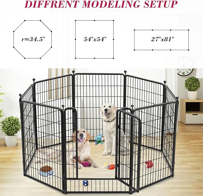 Dog Playpen 40 inch 8 Panels Dog Fence Outdoor for Yard, Indoor Dog Pen for Large/Medium/Small Dogs, Heavy Duty Puppy Playpen with Door Portable Pet Fence for RV Camping-PurrikoPets