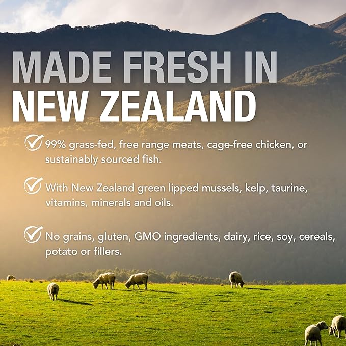 Feline Natural Wet Cat Food Pouch - Chicken & Lamb Feast, Grain-Free, Cage-Free & Grass-Fed, New Zealand Made, Single Serve Pate, 3oz, 12 Pack-PurrikoPets