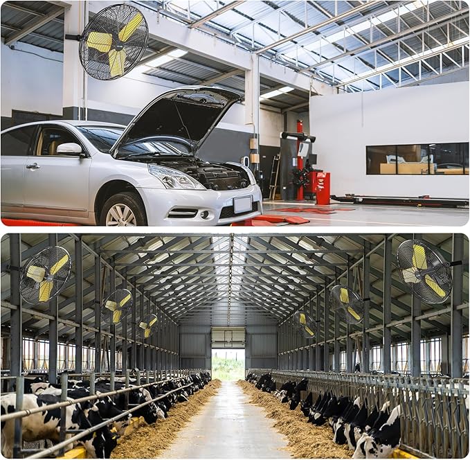 9200 CFM 24" Industrial Wall Mount Fans, High Velocity 2-Speed Professional Metal Fan with Sealed Motor, Heavy Duty Barn Wall Fan for Garage, Commercial, Warehouse, Greenhouse, UL Listed-PurrikoPets