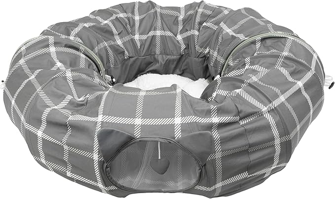 Kitty City Large Cat Tunnel Bed, Cat Bed, Pop Up Bed, Cat Toys, Gray-PurrikoPets